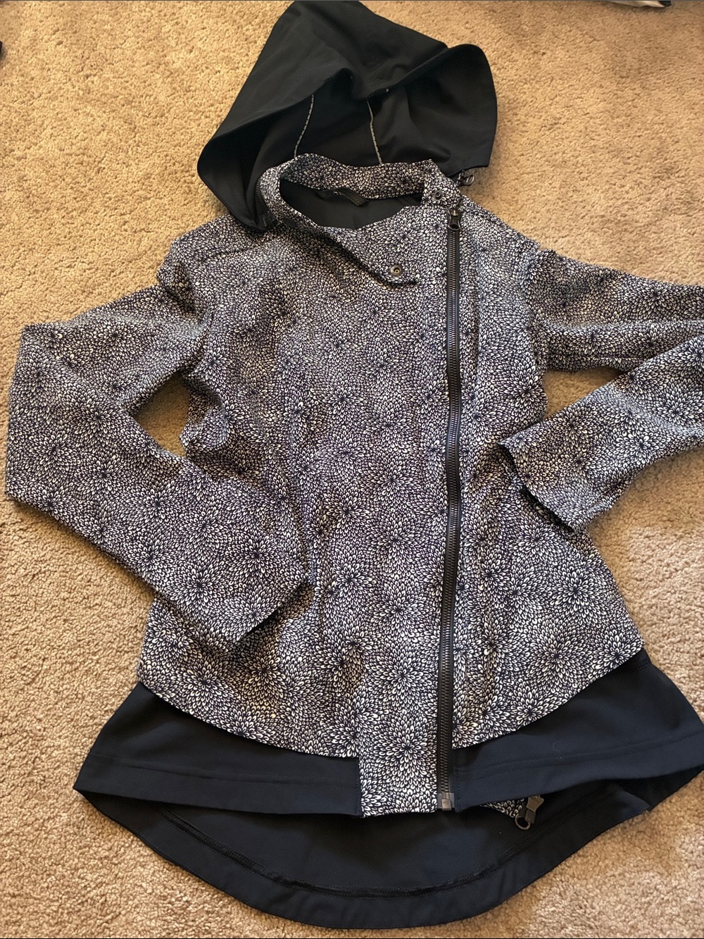 Lululemon Bust A Move Double Zipper Moto Jacket Plush Petal Black Ghost